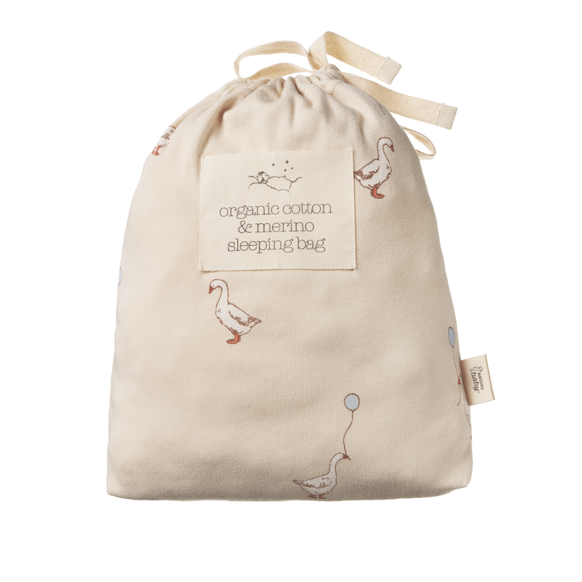 ORGANIC COTTON & MERINO SLEEPING BAG - Goose Lullaby Print | Nature Baby