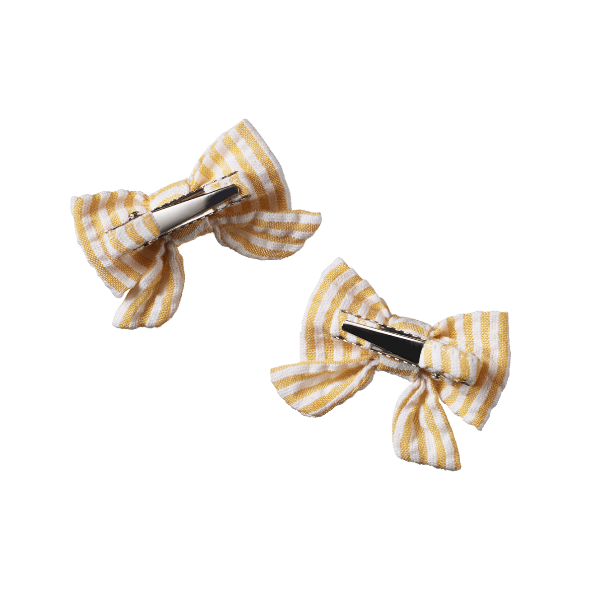 SMALL BOW HAIR CLIPS 2 PACK. Golden Stripe | Nature Baby