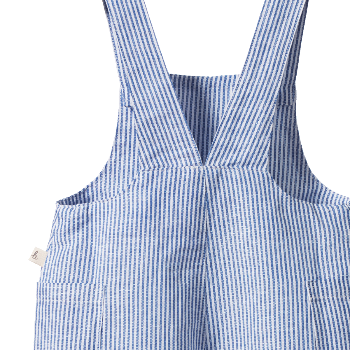 TUCKER SHORTIE OVERALLS LINEN | Blue Stripe | Nature Baby