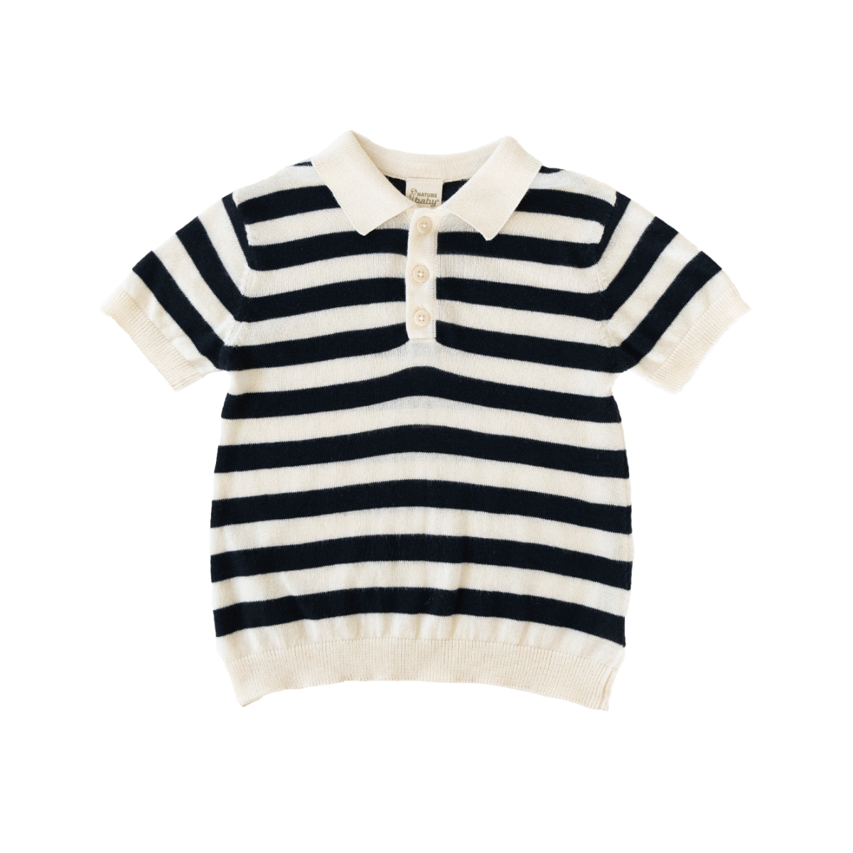 STEVIE POLO. Navy Bold Stripe | Nature Baby