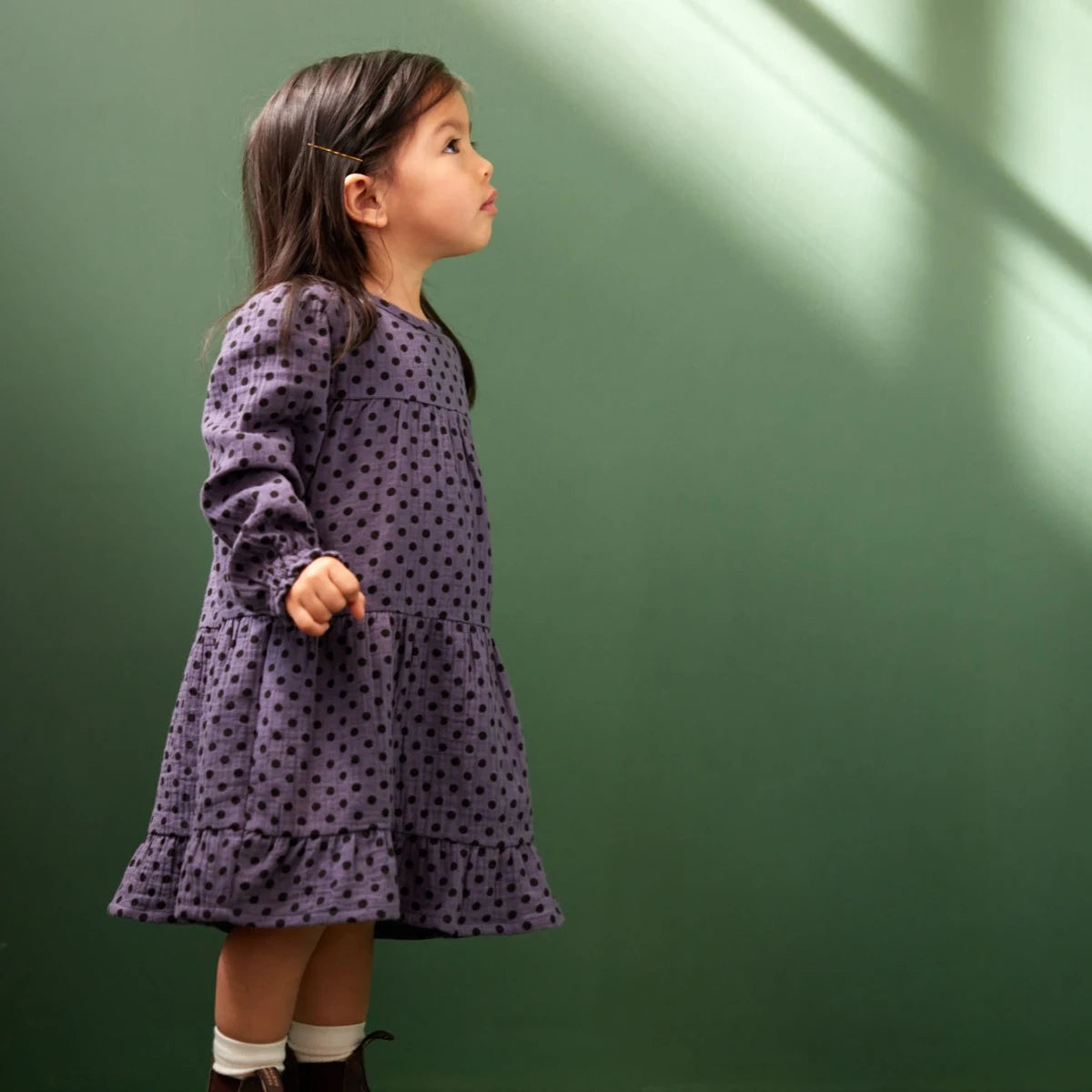 ELLIOT DRESS || Violet Polka Dot Print| Nature Baby