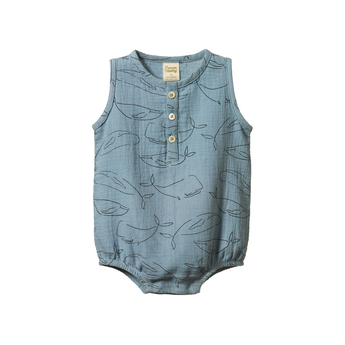 CEDAR SUIT MUSLIN || BLUE WHALE PRINT | Nature Baby