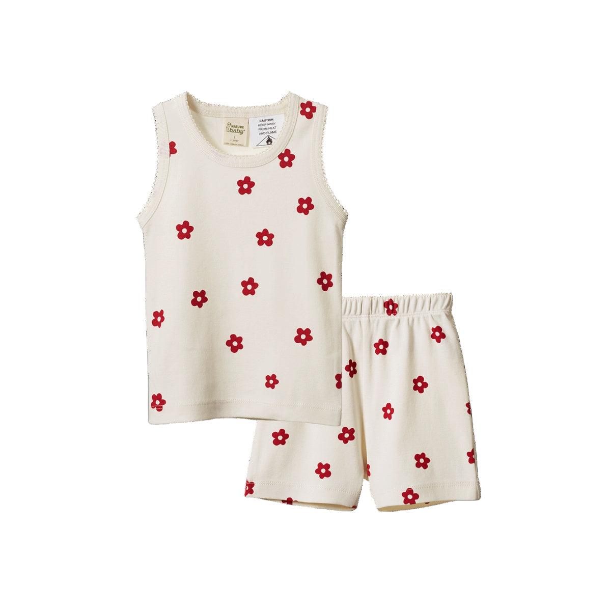SINGLET PYJAMA SET || FLORA RED PRINT | Nature Baby