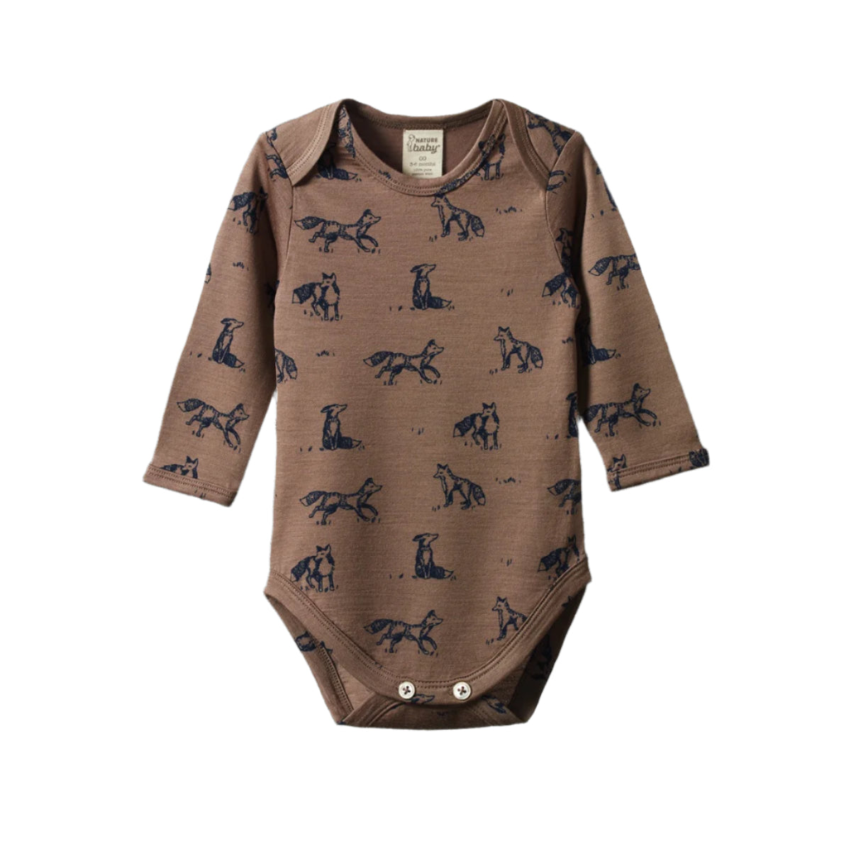 Merino Long Sleeve Bodysuit | Foxy Print Merino | Nature Baby