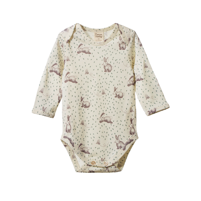 MER ESS L/S Bodysuit || Rabbitty Print |Nature Baby