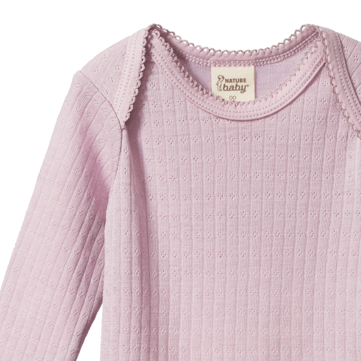 Merino Pointelle Long Sleeve Bodysuit || Lilac | Nature Baby