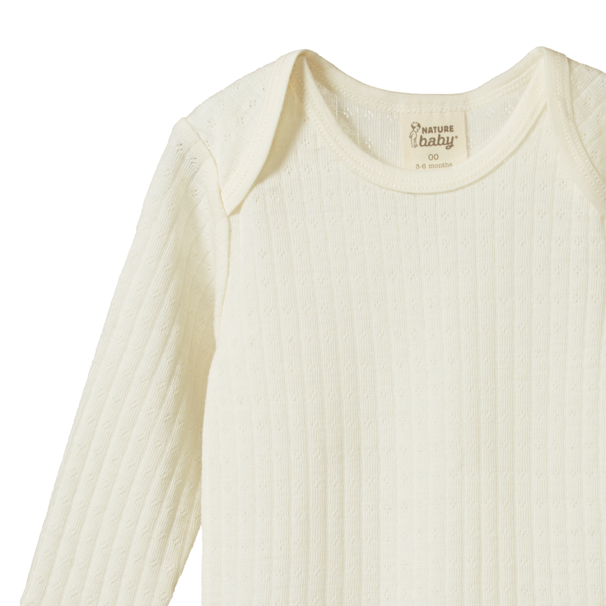 Merino Pointelle Long Sleeve Bodysuit - Natural | Nature Baby