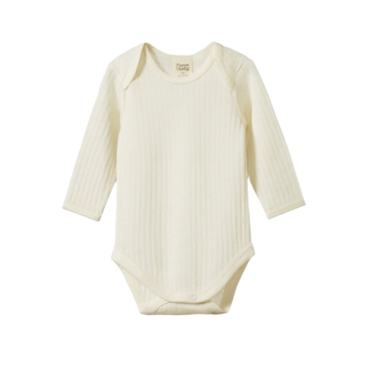 Merino Pointelle Long Sleeve Bodysuit - Natural | Nature Baby