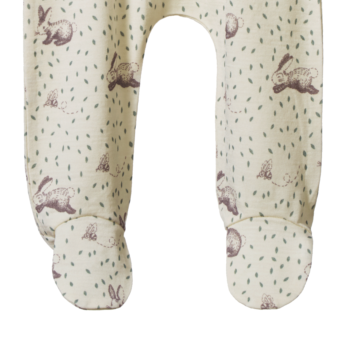 MER ESS Footed Romper || Rabbitty Print |Nature Baby