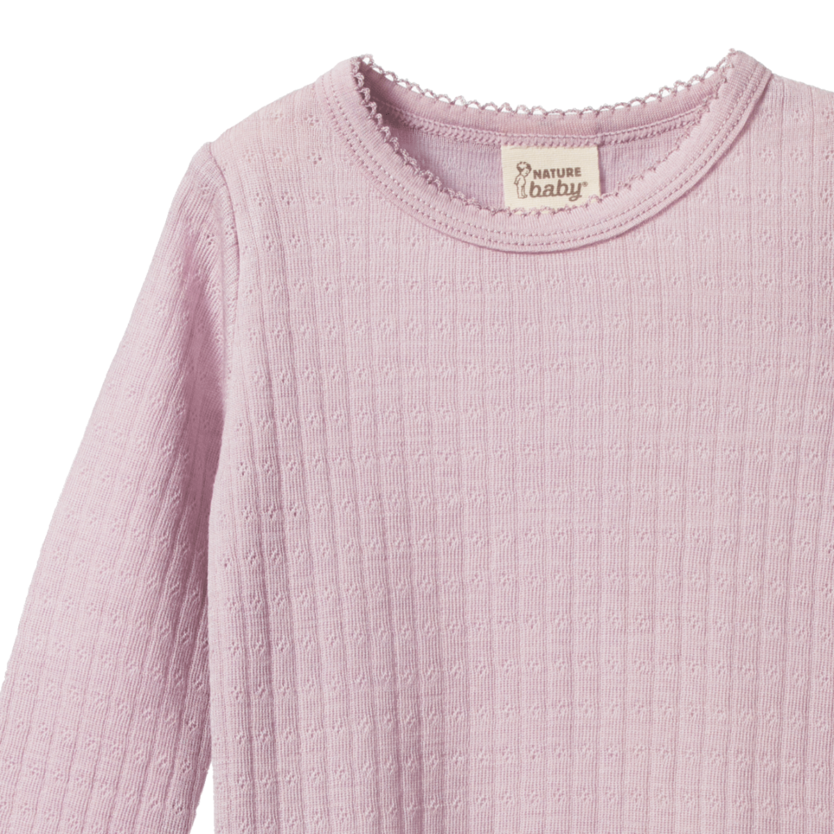 Merino Pointelle Long Sleeve Cloud Tee  || Lilac | Nature Baby