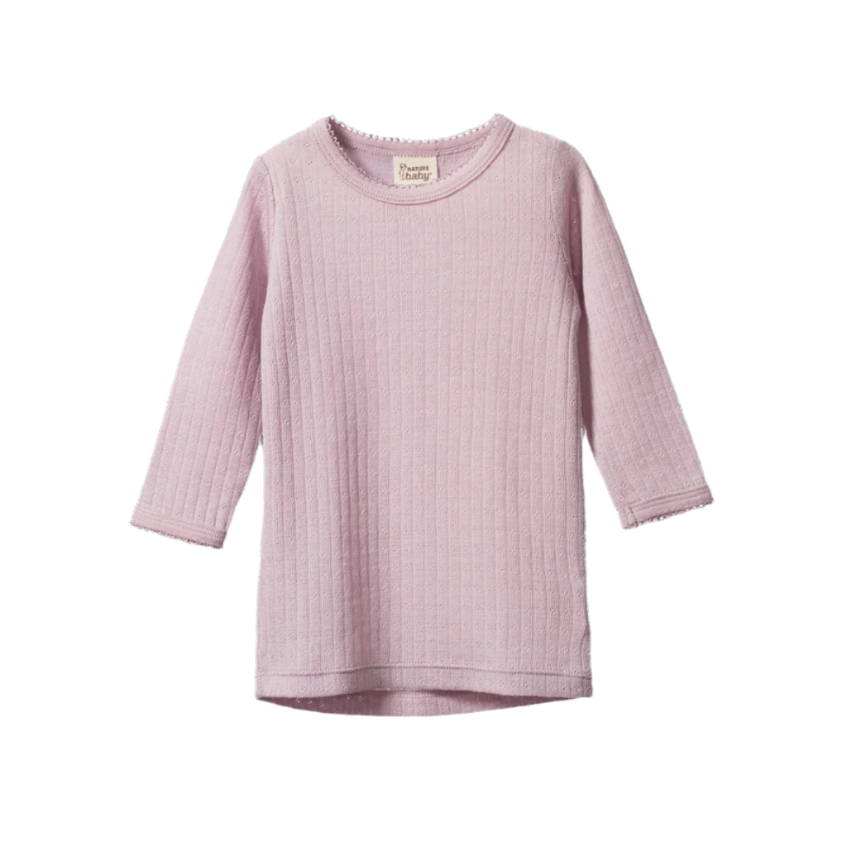 Merino Pointelle Long Sleeve Cloud Tee  || Lilac | Nature Baby