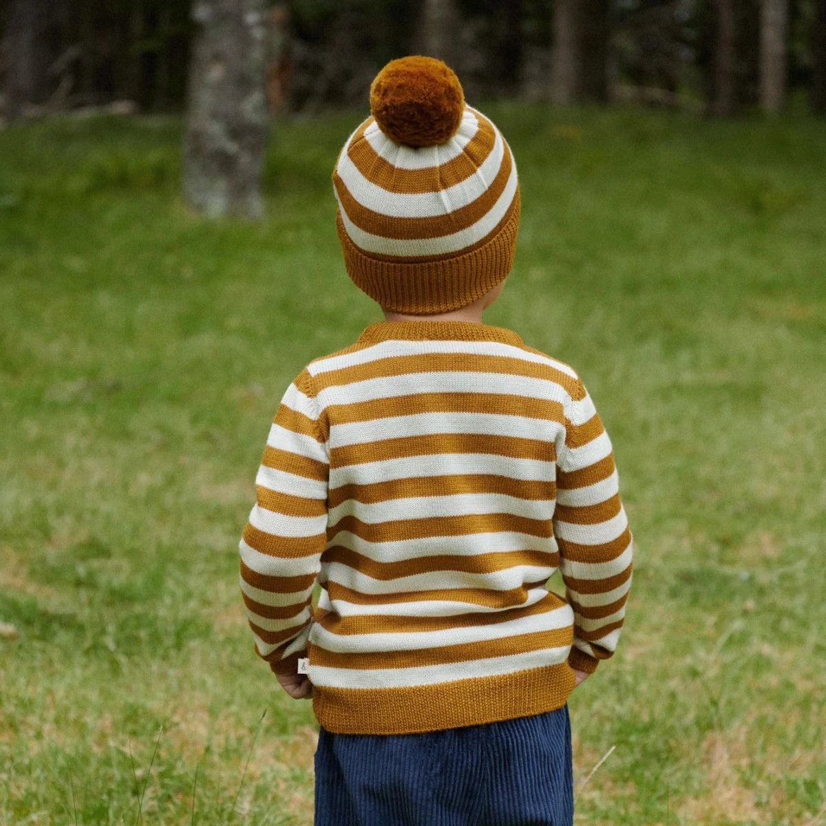 MERINO KNIT PULLOVER || Toffee Bold Stripe |Nature Baby