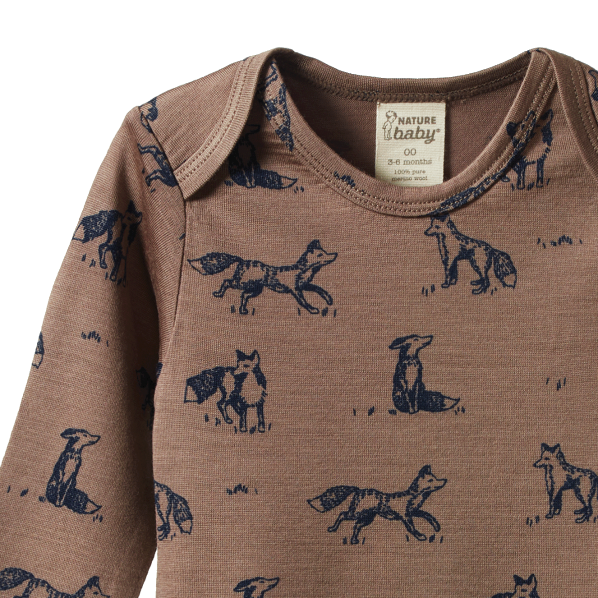 Merino Long Sleeve Bodysuit | Foxy Print Merino | Nature Baby