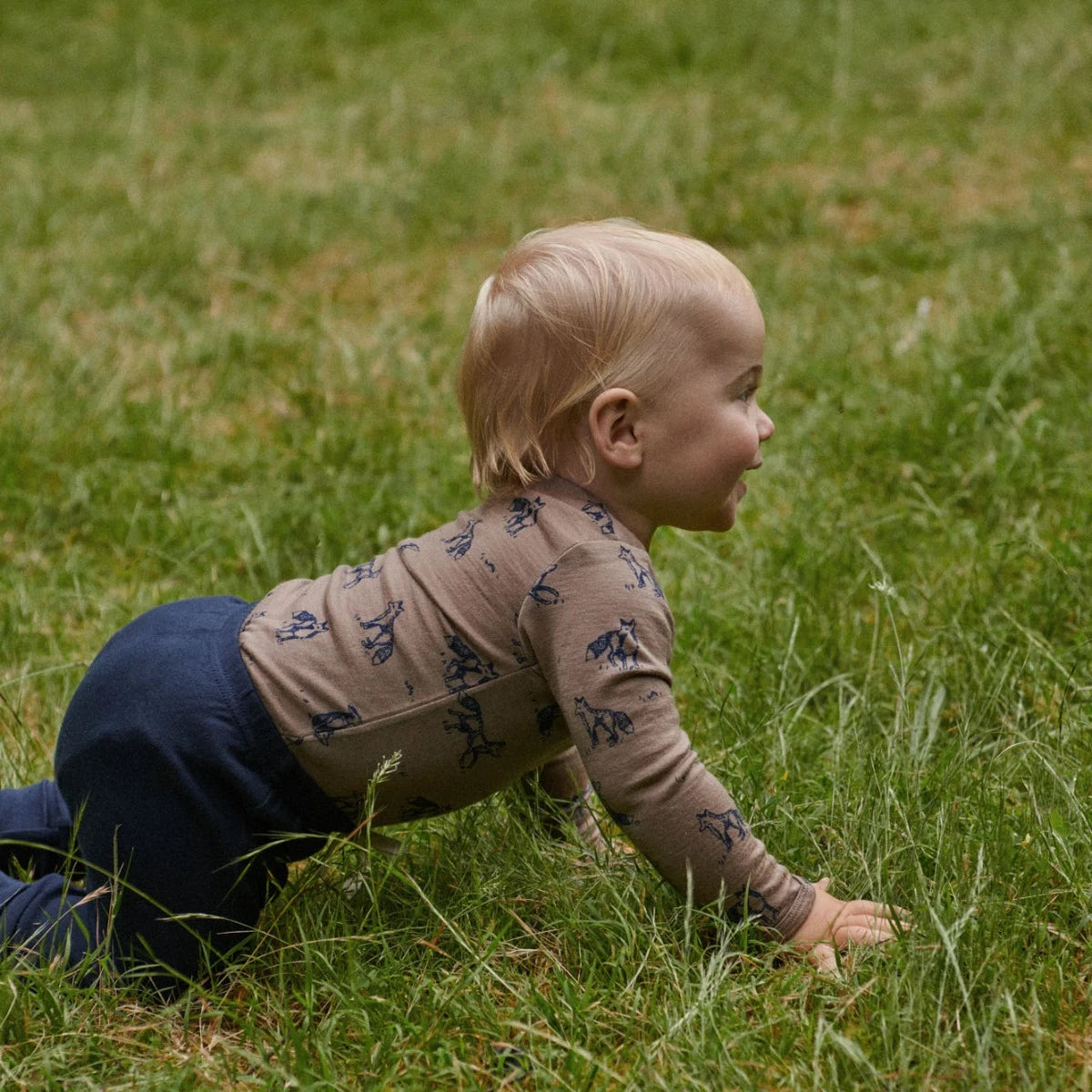 Merino Long Sleeve Bodysuit | Foxy Print Merino | Nature Baby