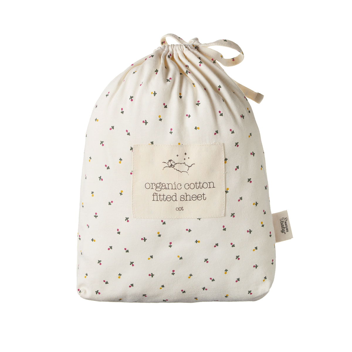 Cot Fitted Sheet Jersey | Aster Floral Print | Nature Baby