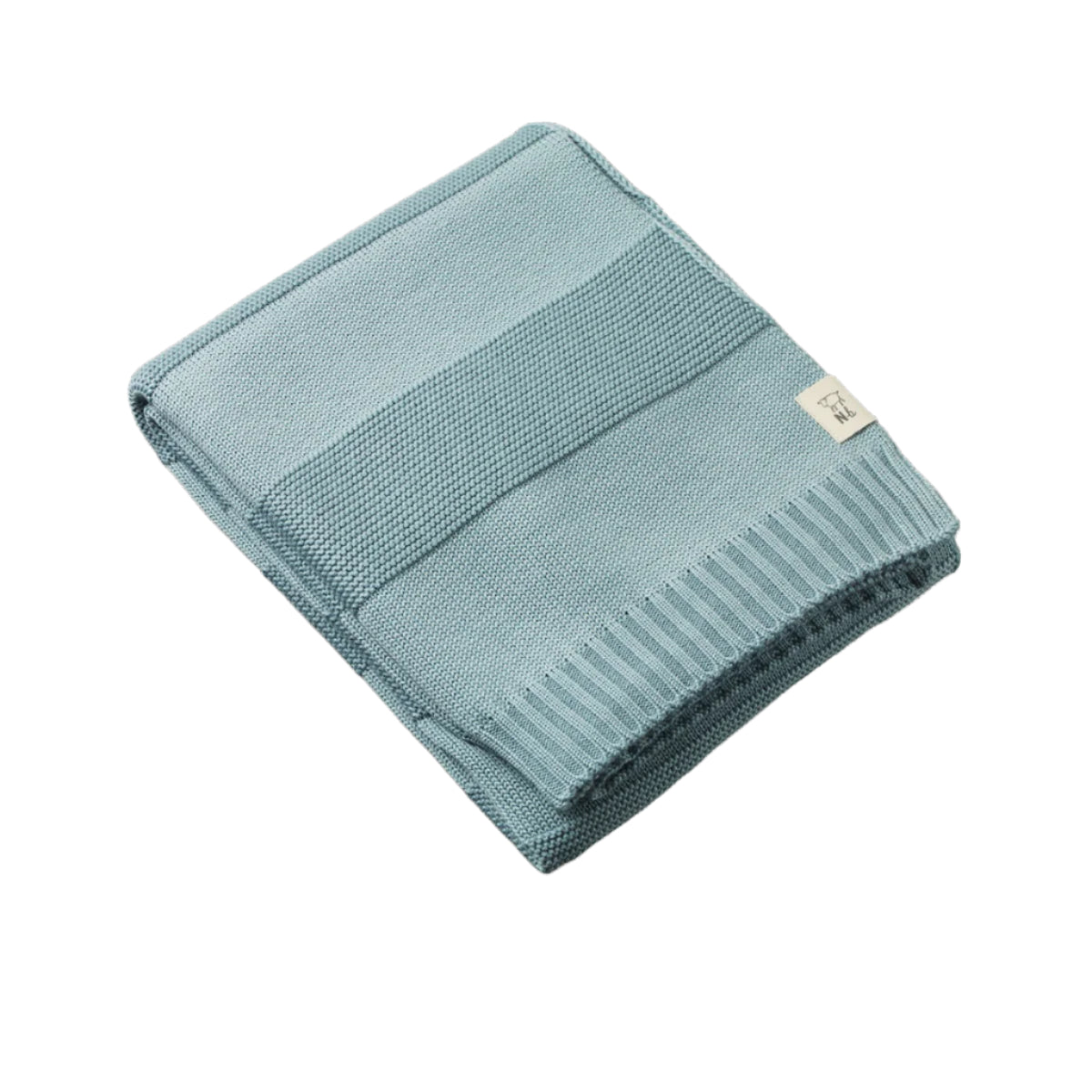 MERINO KNIT PEARL BLANKET COT || Powder Blue | Nature Baby