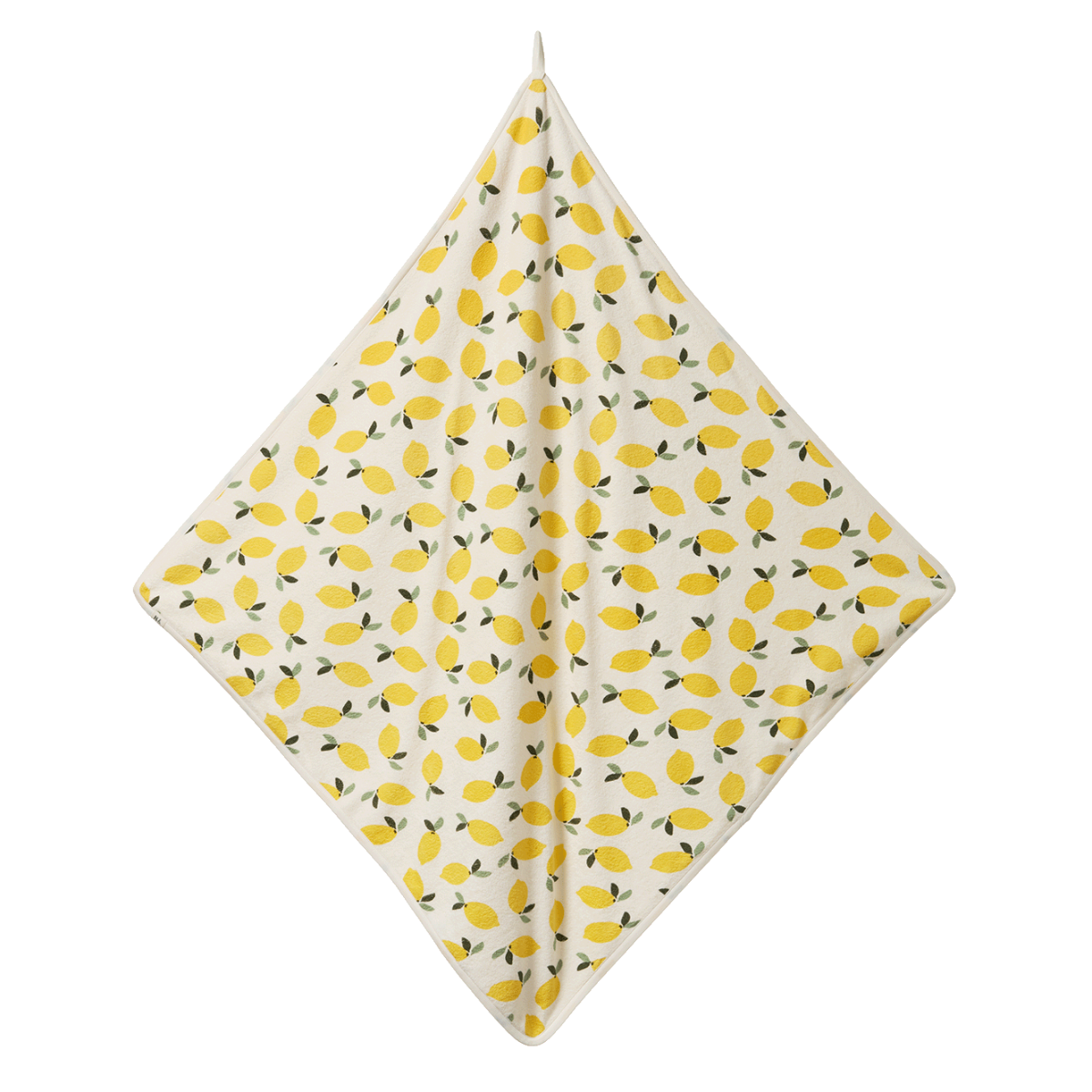 ORGANIC COTTON HOODED TOWEL - Lemon Print Terry - One Size | Nature Baby