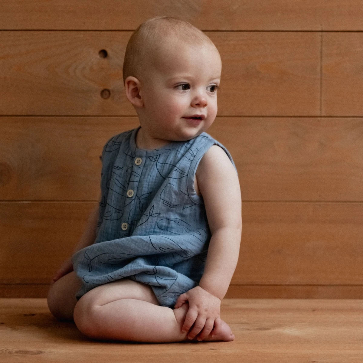 CEDAR SUIT MUSLIN || BLUE WHALE PRINT | Nature Baby
