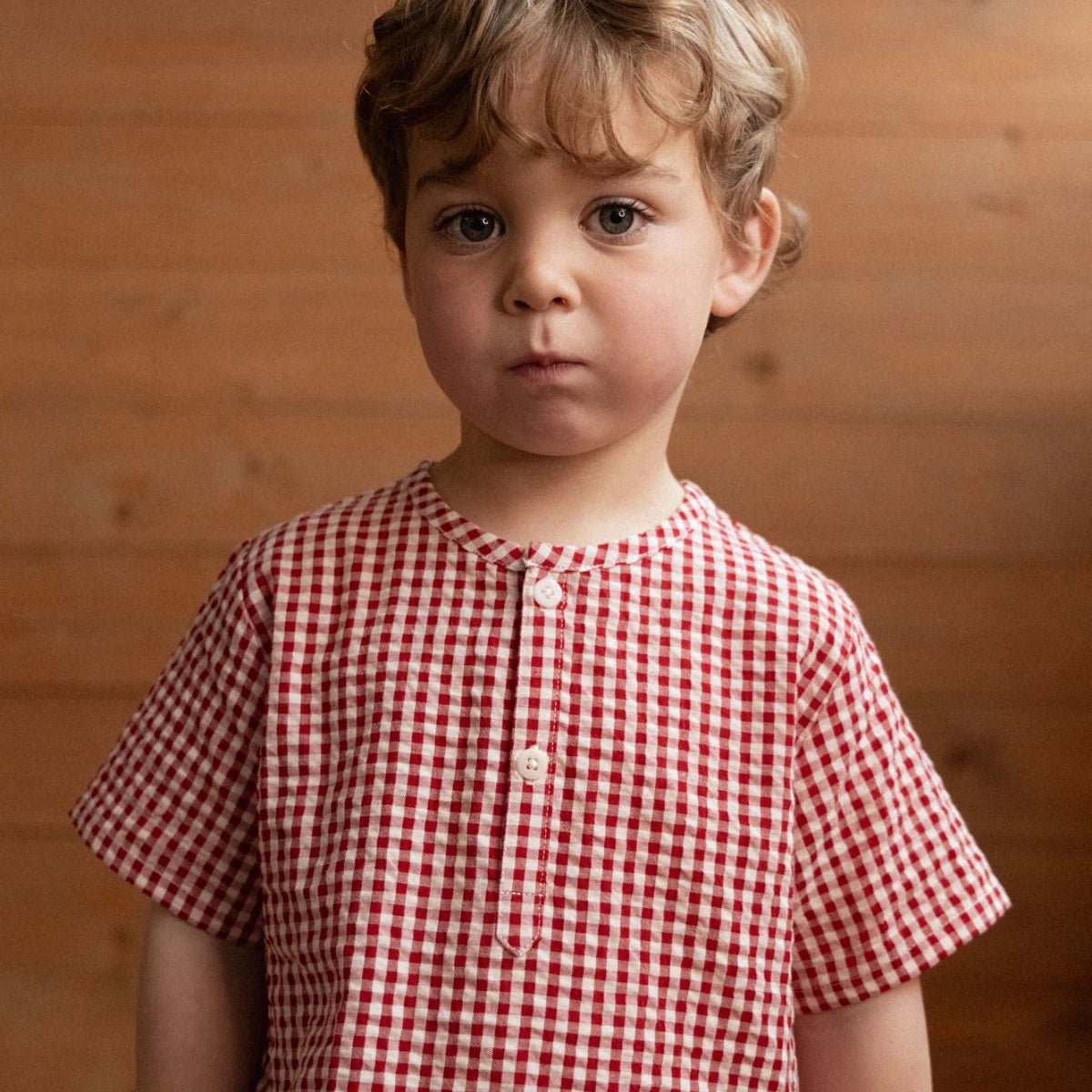 S/S CARAVAN SHIRT GINGHAM || RED CHECK | Nature Baby