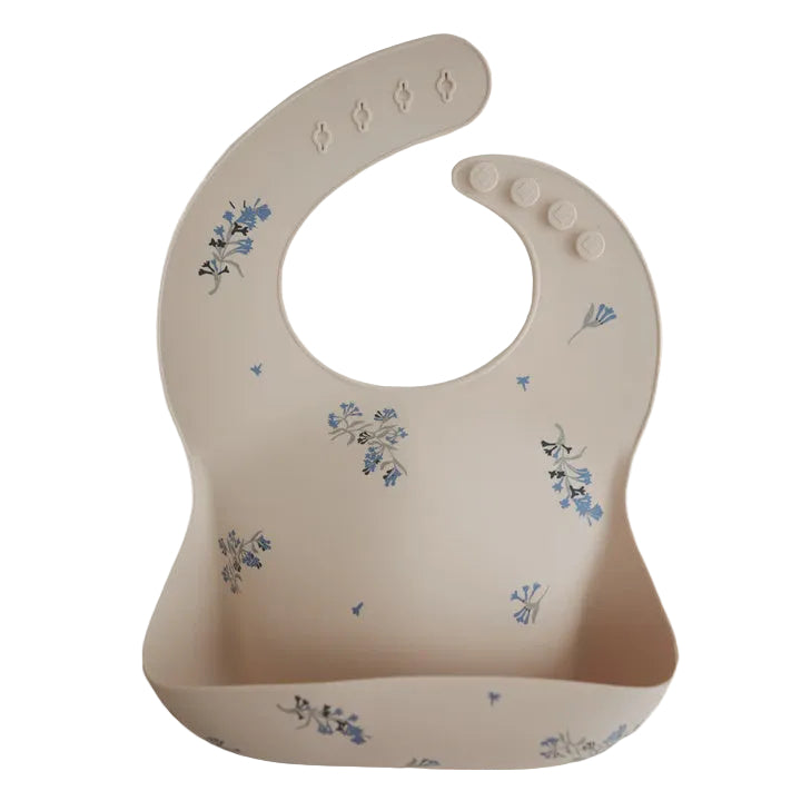 Silicone Baby Bib - Lilac Flowers | Mushie