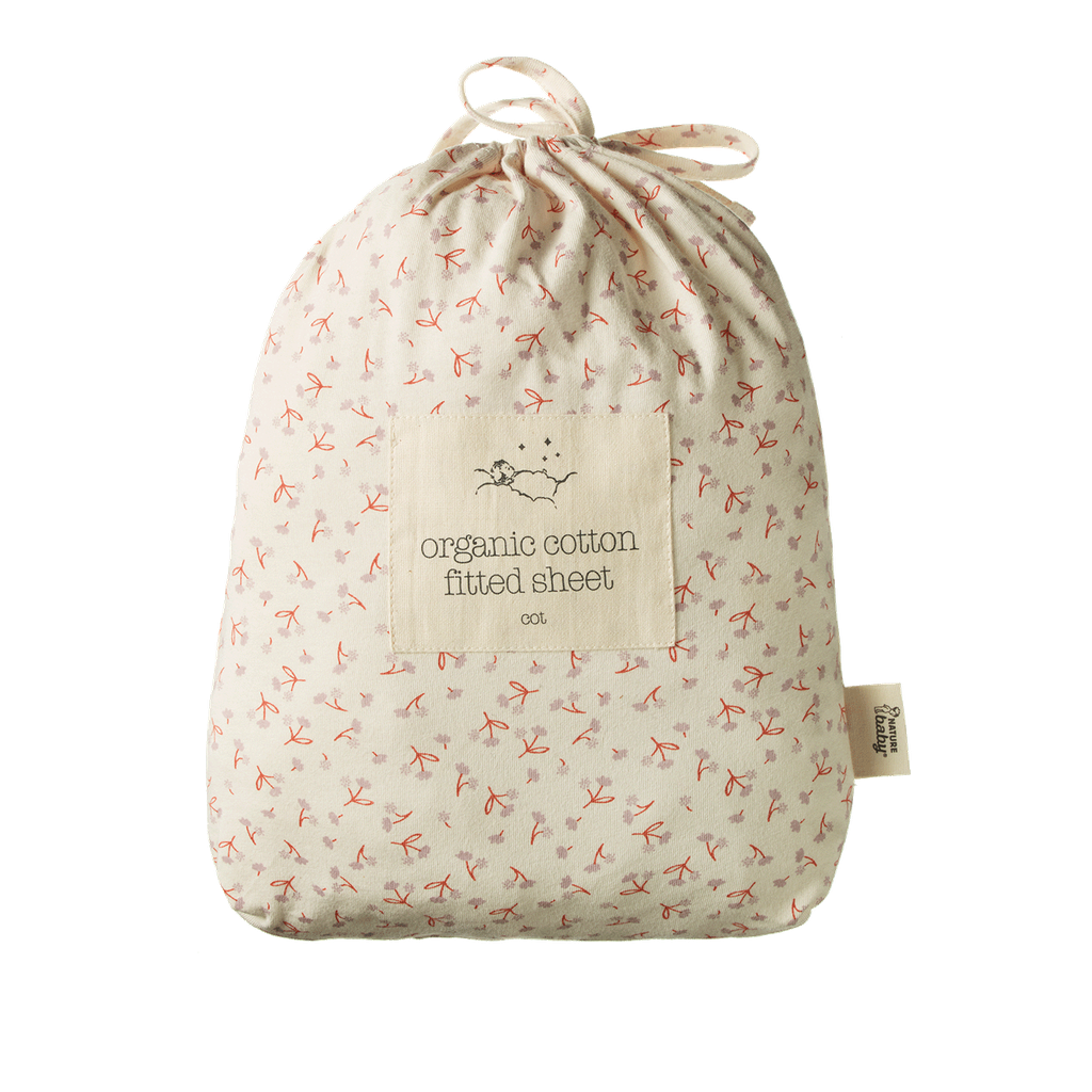 FITTED SHEET JERSEY - Dandelion Print - Cot | Nature Baby