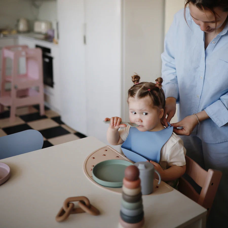 Silicone Baby Bib - Lilac Flowers | Mushie
