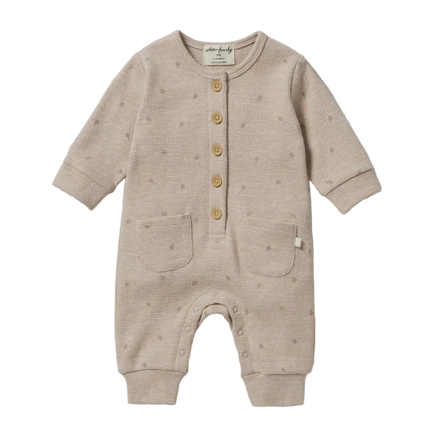 Organic Waffle Pocket Growsuit - Leaf | Wilson + Frenchy