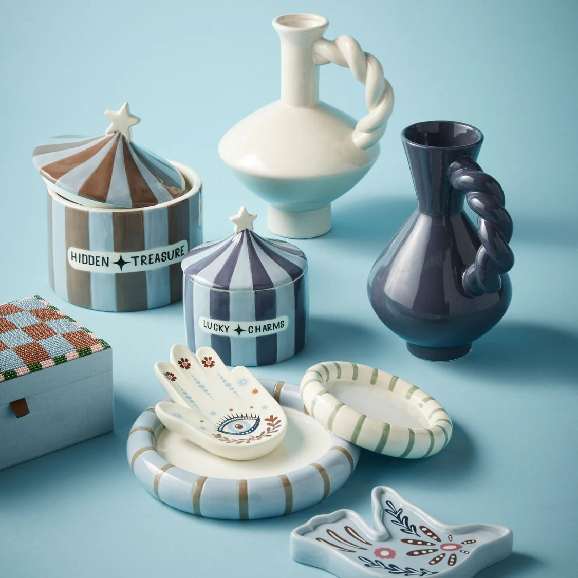 Hidden Treasure Cannister Blue & Brown | Emporium