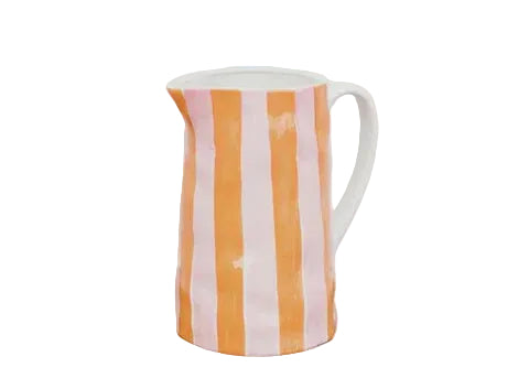 Ceramic Jug - Medium - Orange & Pink Stripe | Noss & Co