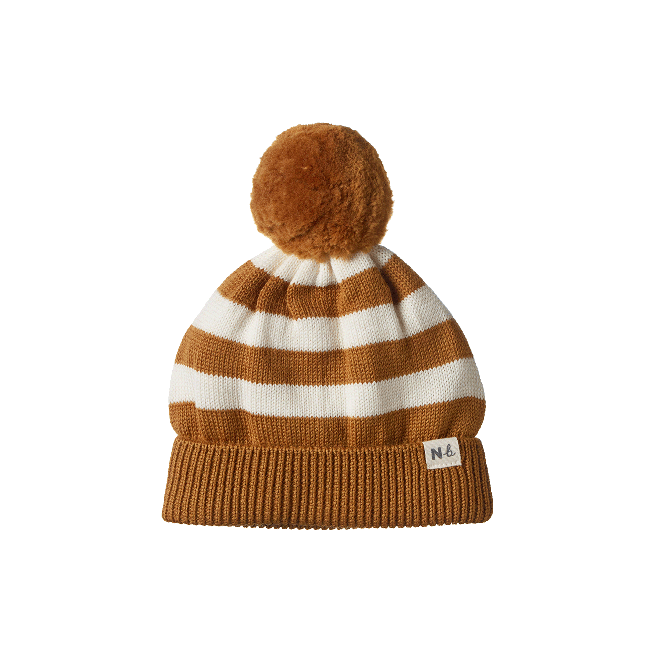 ALPINE POM POM BEANIE || Toffee Bold Stripe | Nature Baby
