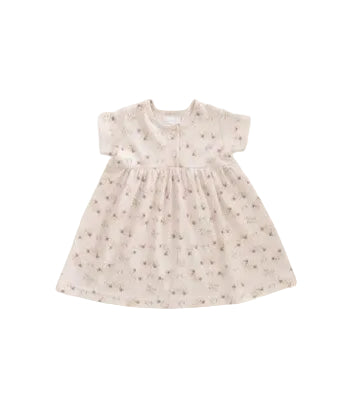 Organic Cotton Interlock Short Sleeve Dress - Sweet Pea Floral | Jamie Kay