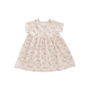Organic Cotton Interlock Short Sleeve Dress - Sweet Pea Floral | Jamie Kay