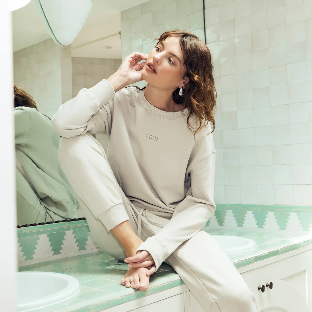 Could Be Nice Logo - Women's Classic Crew / Dove Grey | Status Anxiety