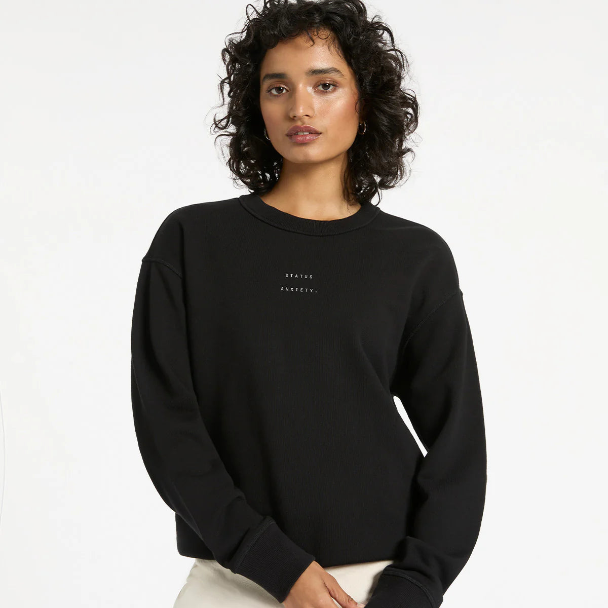 Could Be Nice Logo - Women's Classic Crew / Soft Black | Status Anxiety