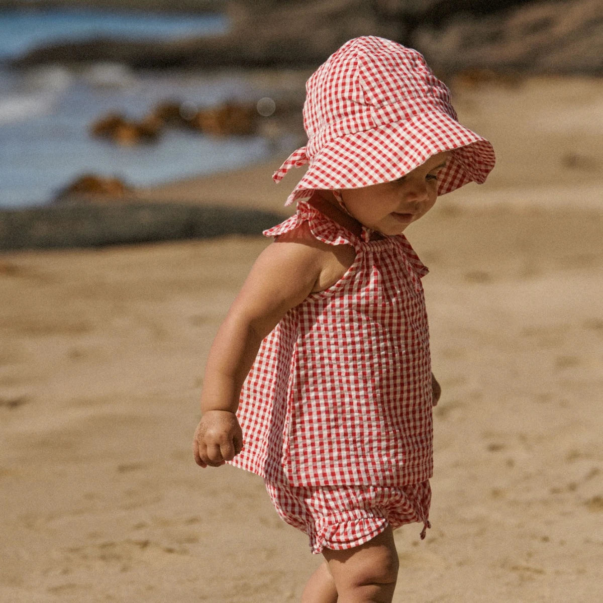 GINGHAM SUNHAT. Red Check | Nature Baby