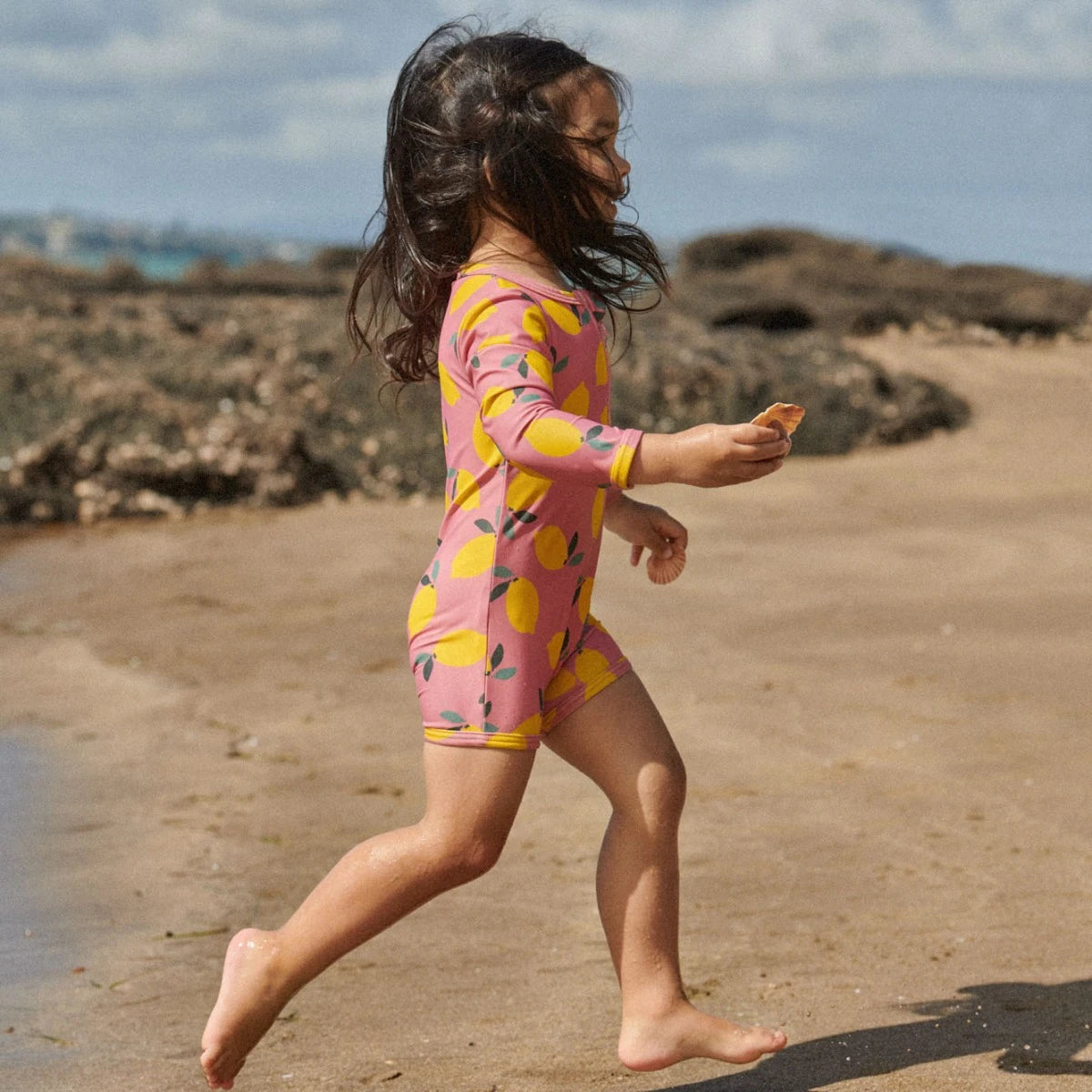 ONE PIECE BATHING TRUNKS | Lemmony Rose Print | Nature Baby