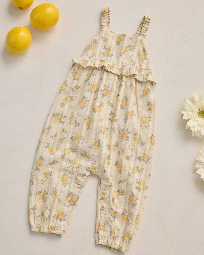 Kinsley Jumpsuit || Lemon Ditsy Flower - Natural | Rylee + Cru