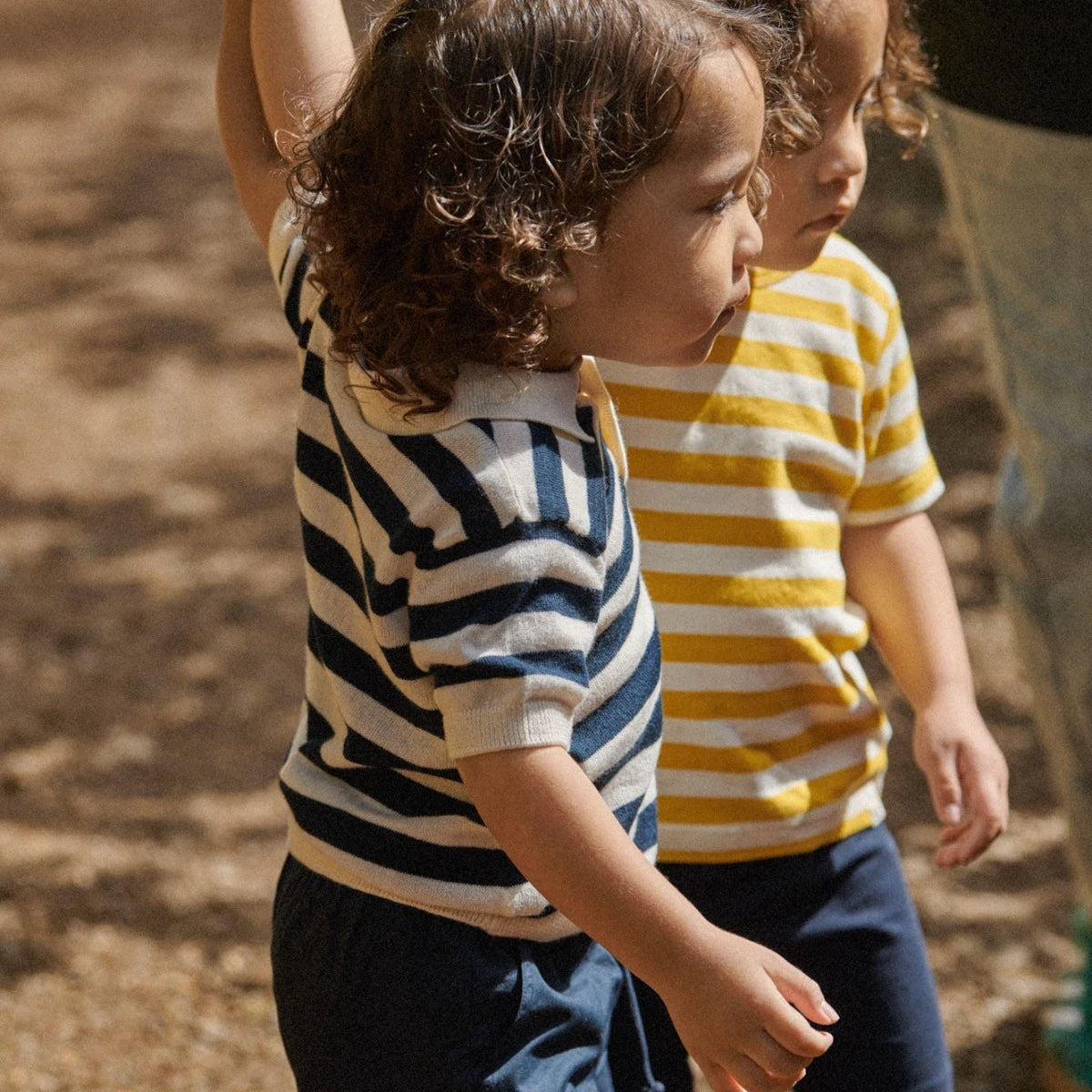 STEVIE POLO. Navy Bold Stripe | Nature Baby