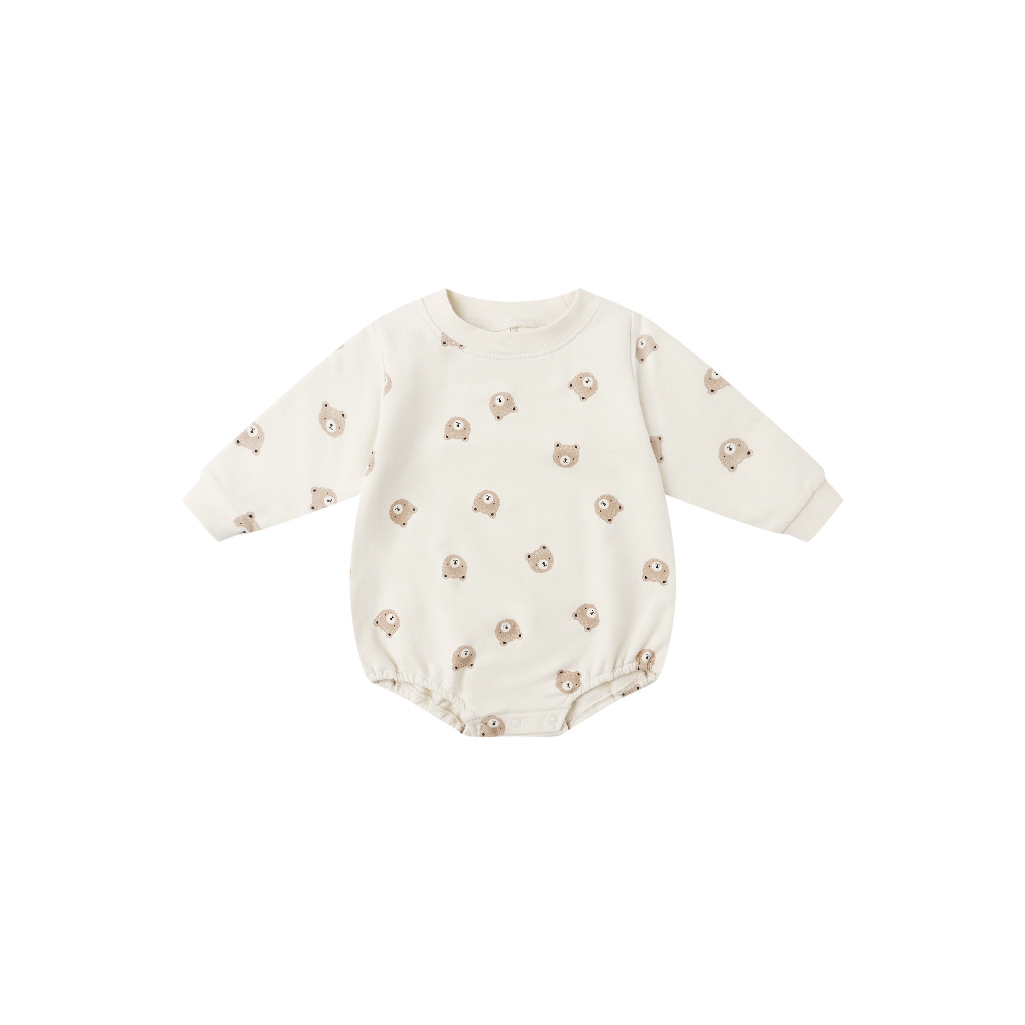 CREWNECK BUBBLE ROMPER || BROWN BEAR | Quincy Mae
