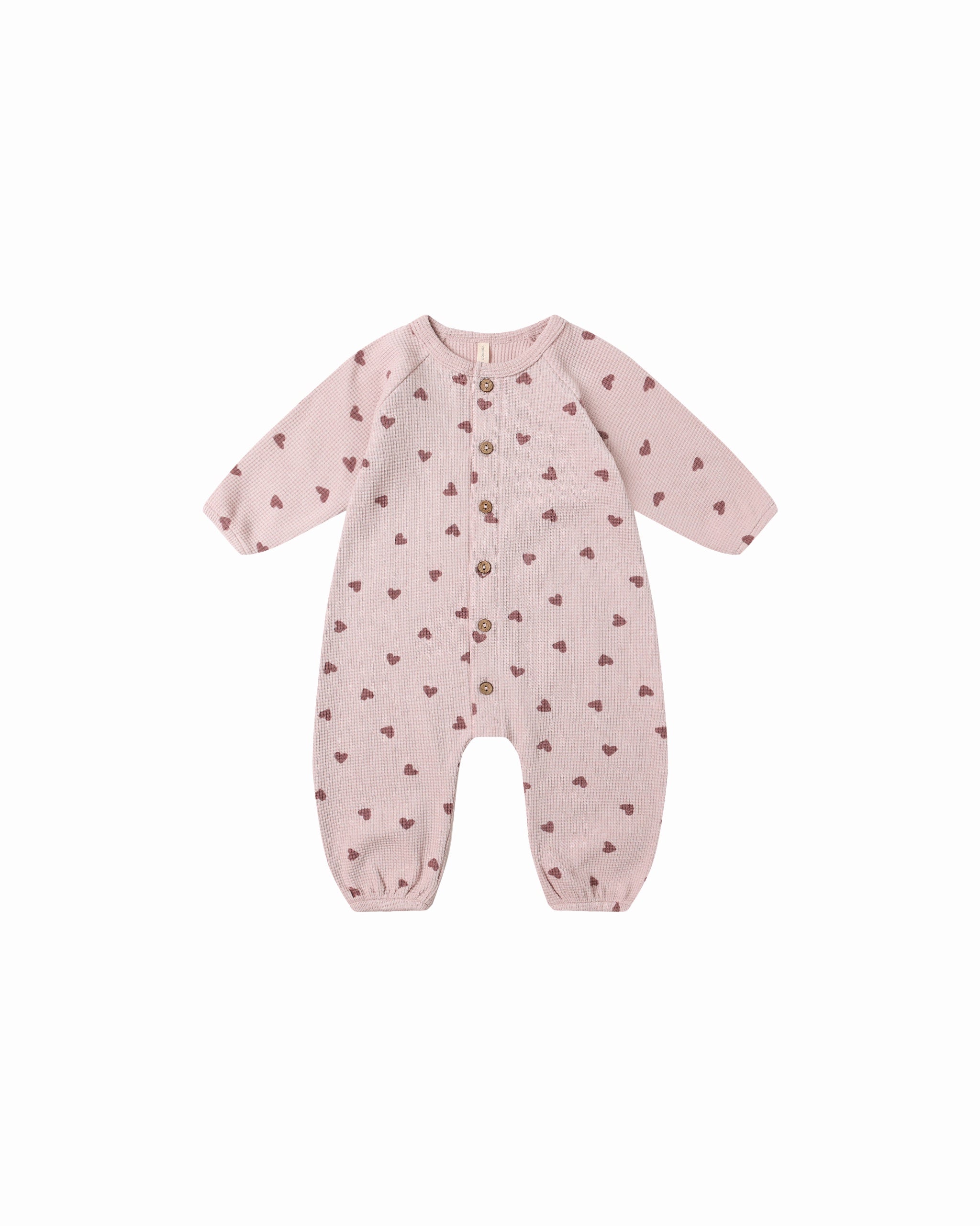 WAFFLE LONG SLEEVE JUMPSUIT || HEARTS | Quincy Mae