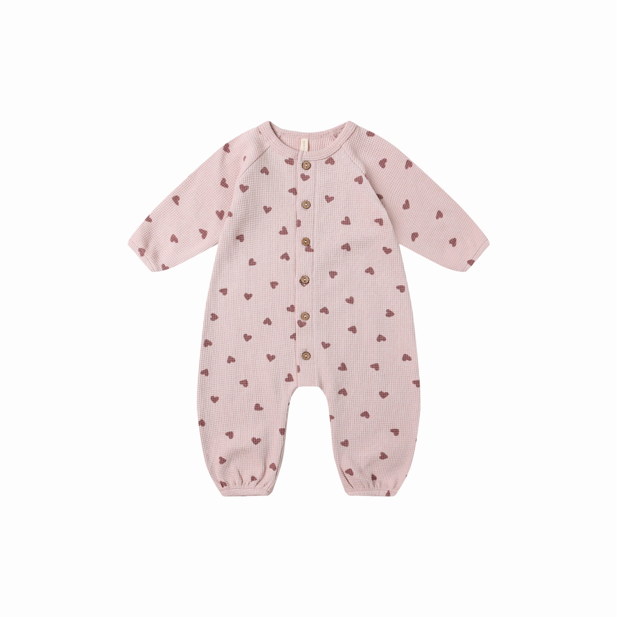 WAFFLE LONG SLEEVE JUMPSUIT || HEARTS | Quincy Mae
