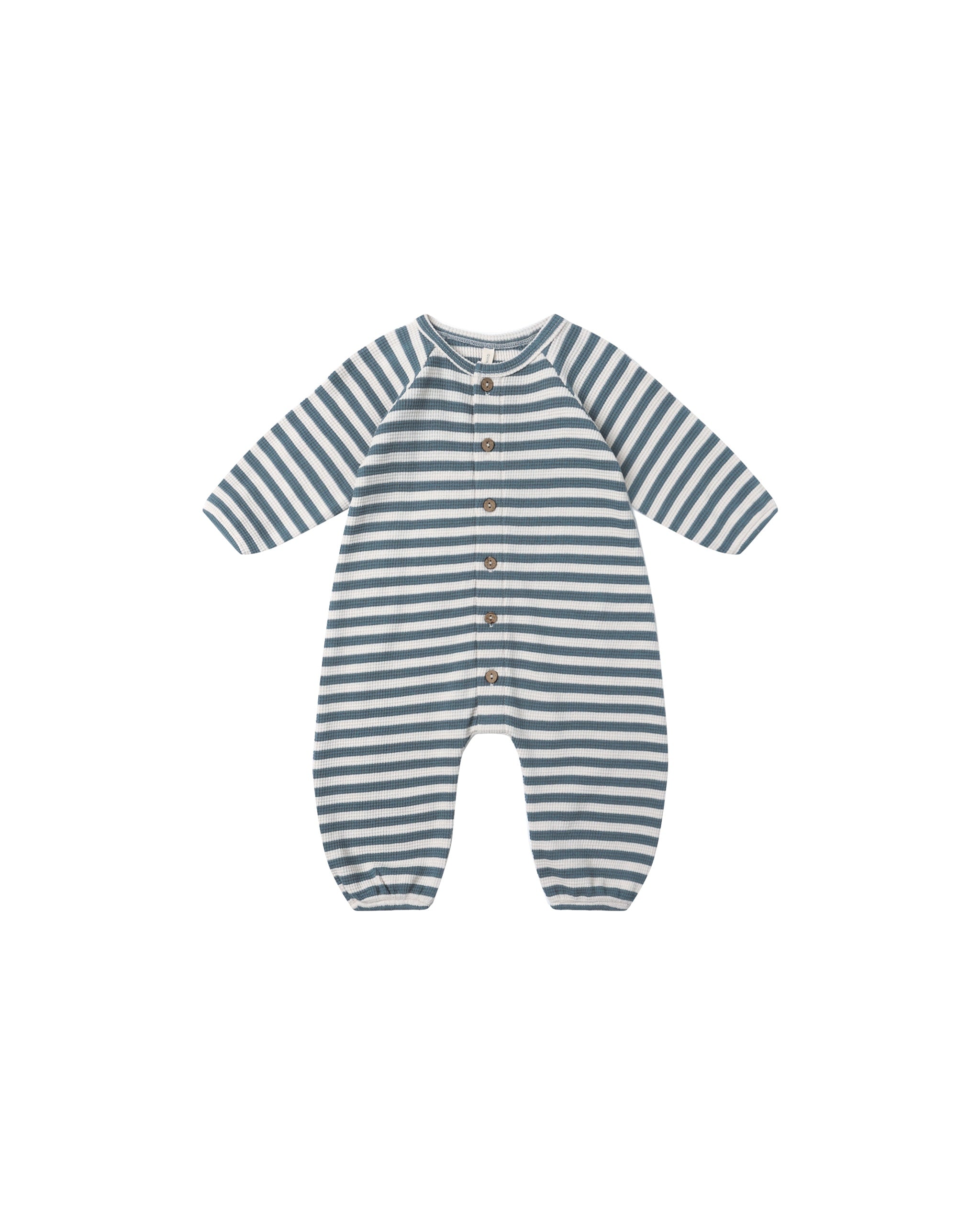 WAFFLE LONG SLEEVE JUMPSUIT || OCEAN STRIPE | Quincy Mae