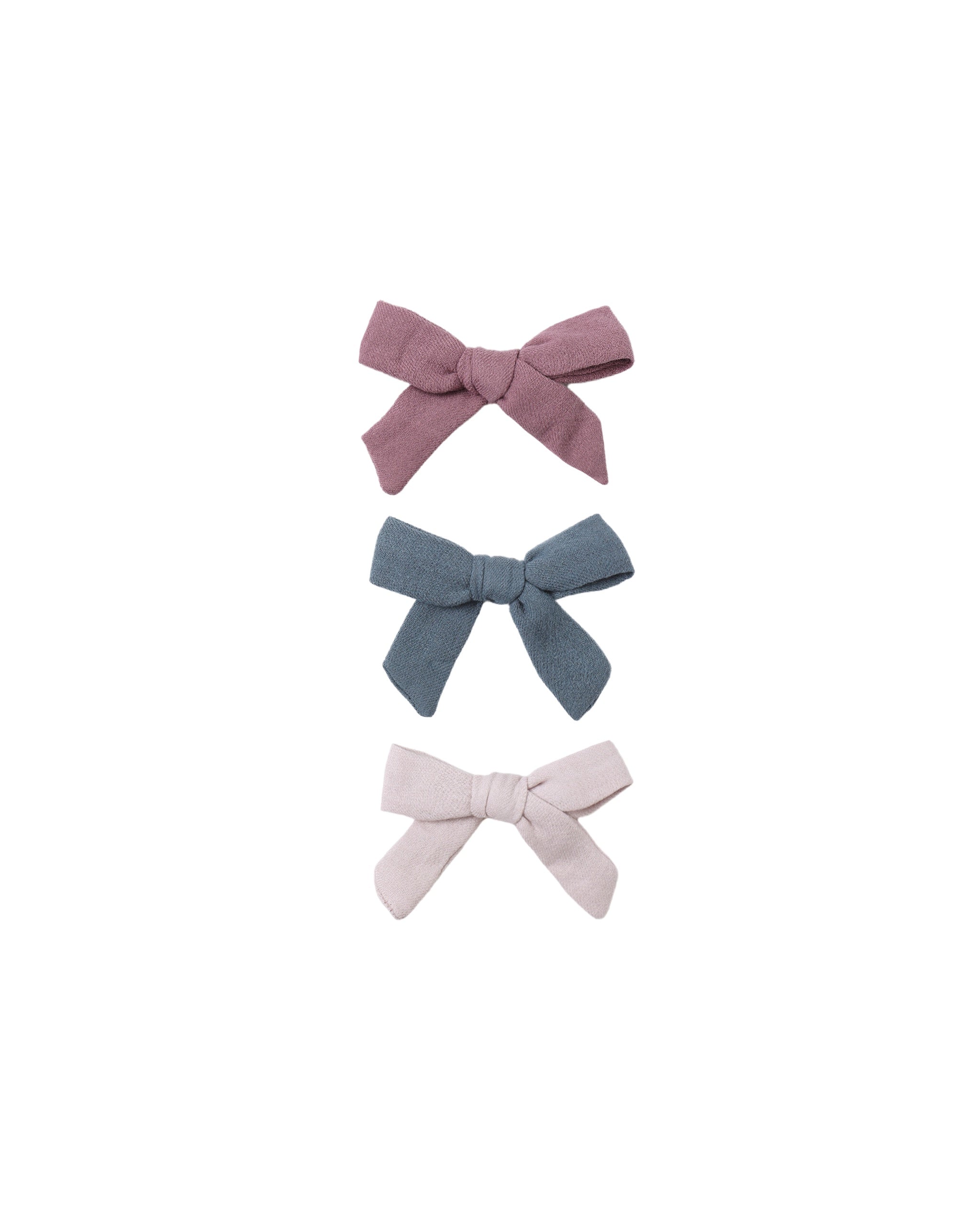 BOW CLIP, SET OF 3 || MULBERRY, OCEAN, LILAC | Quincy Mae