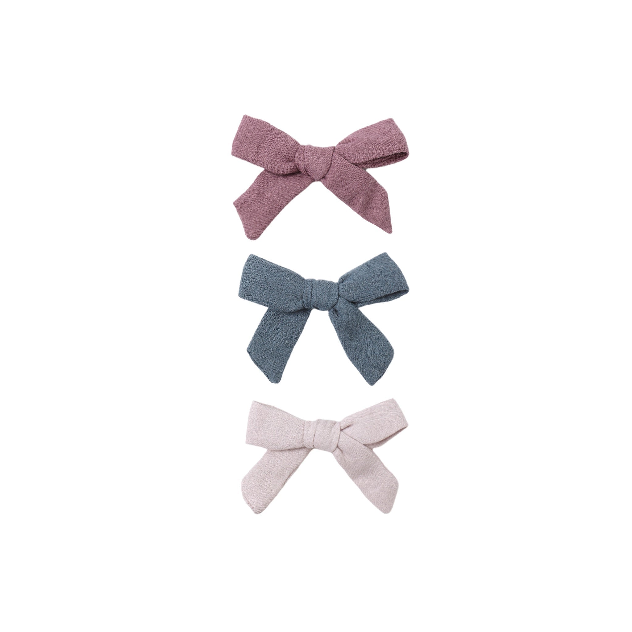 BOW CLIP, SET OF 3 || MULBERRY, OCEAN, LILAC | Quincy Mae