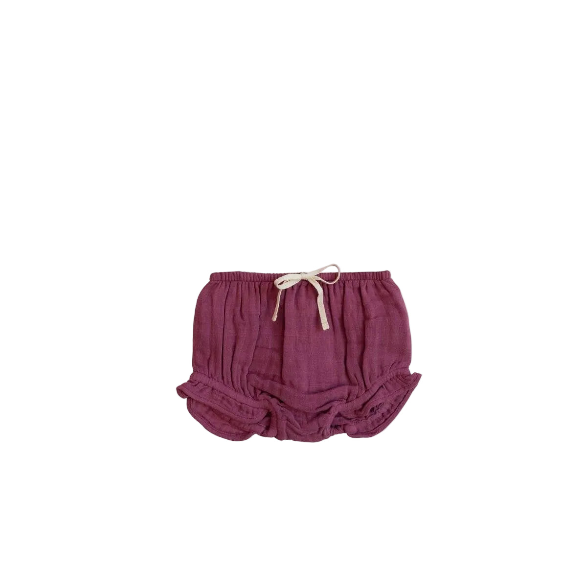 Organic Cotton Muslin Frill Bloomer - Damson | Jamie Kay