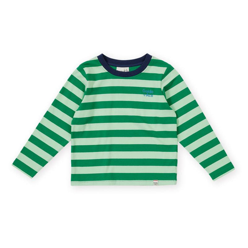 ESSENTIAL STRIPE LONG SLEEVE TOP GREEN | Goldie + Ace