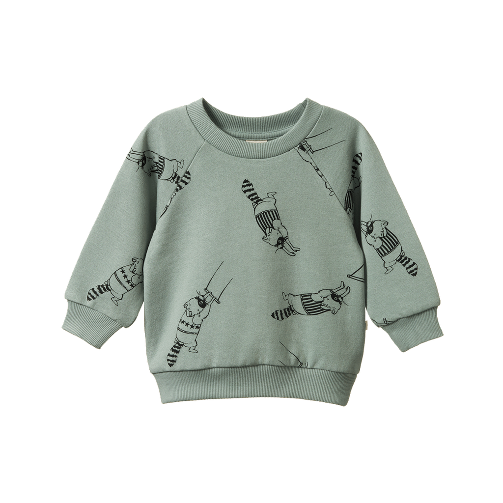 EMERSON SWEATER - Raccoon Rhapsody Print | Nature Baby
