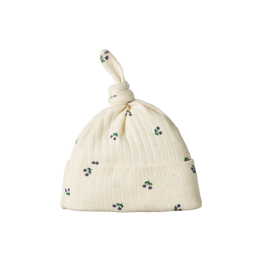 KNOTTED BEANIE POINTELLE - Winter Berry Print | Nature Baby