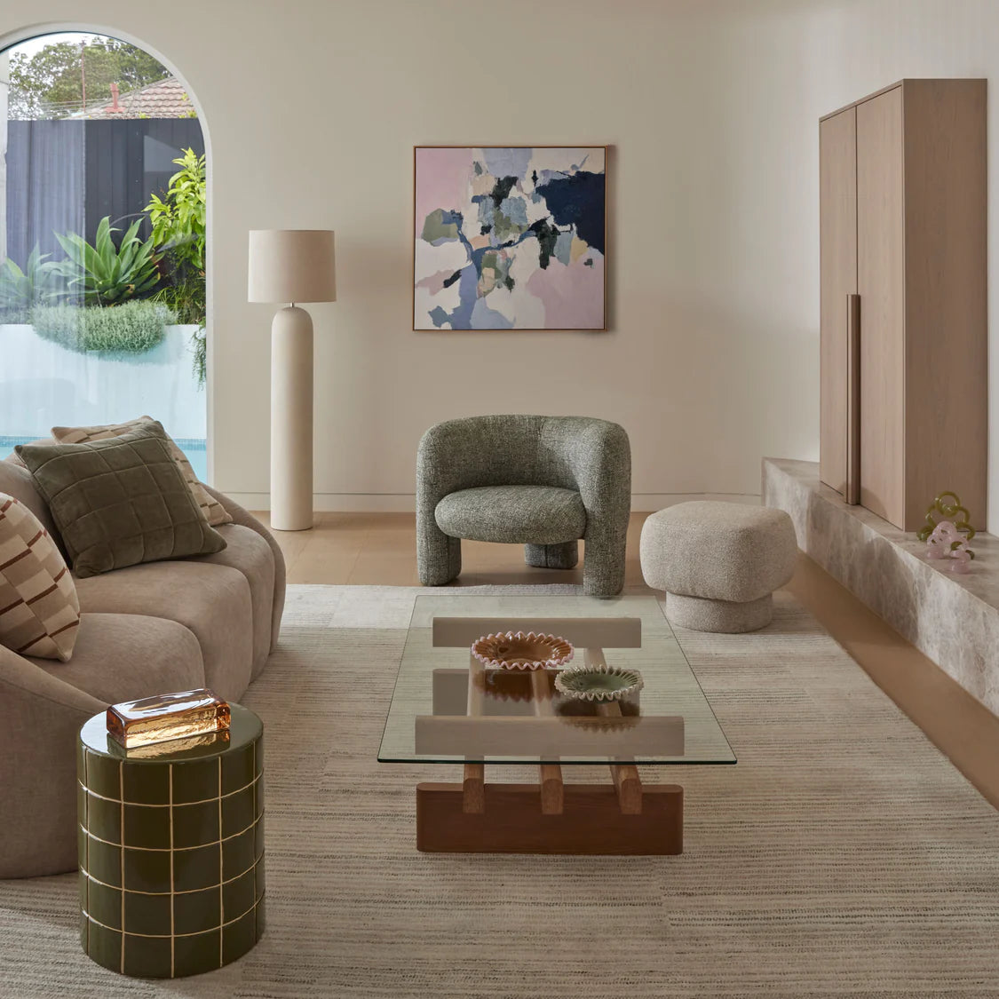 Hugo Side Table Green & Off White | Amalfi