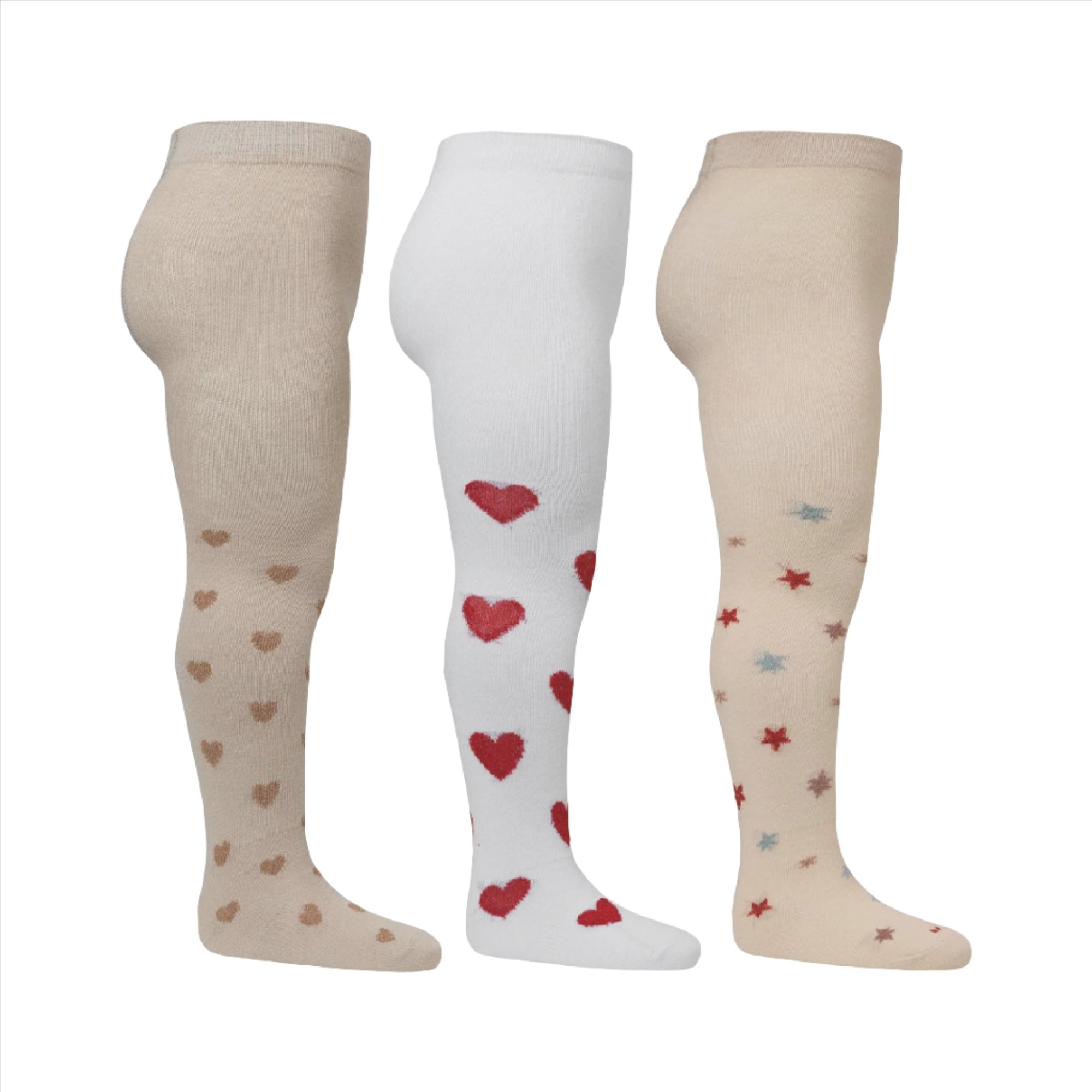 3 pack jacquard tights - heart/aisuru/star | KONGES SLØJD